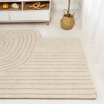 Retro Bohemian Abstract Striped Handwoven Wool Area Rug
